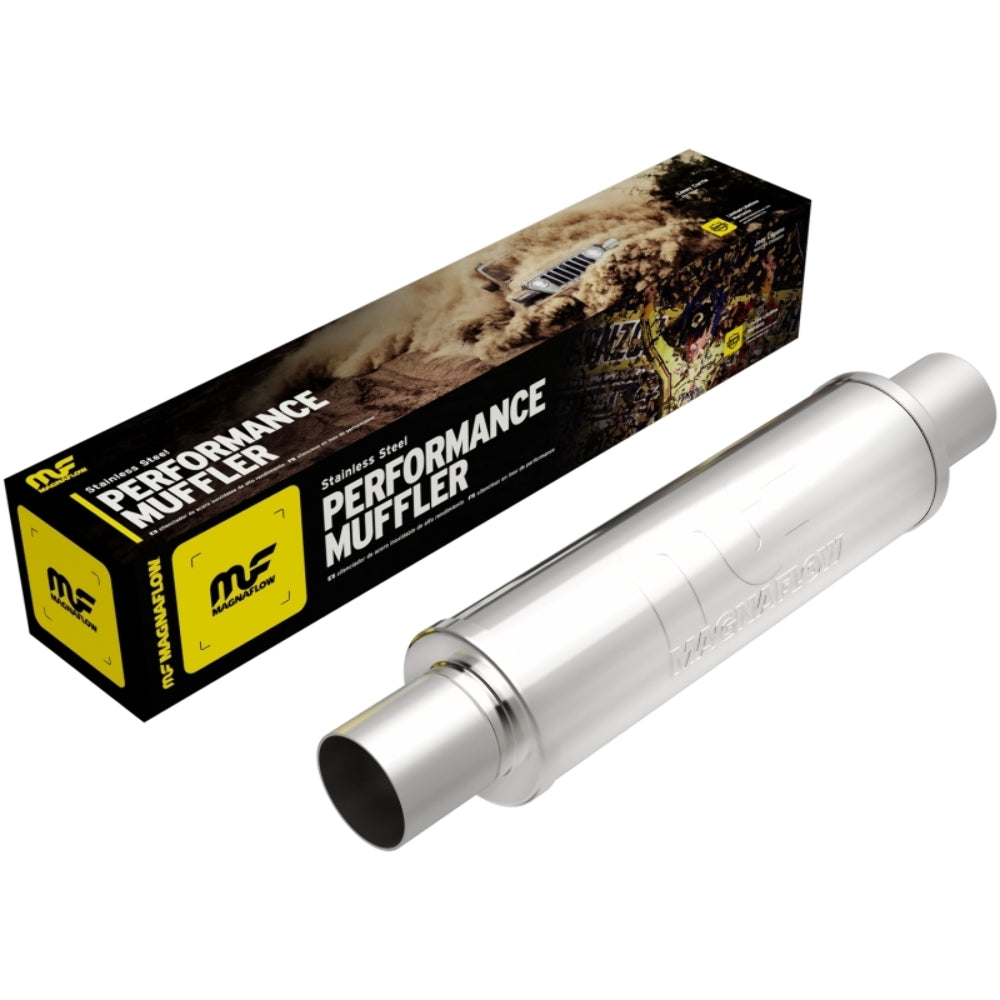 2.5 C/C - 4 Round 14 Body MagnaFlow Performance Exahust Muffler SS 10416 - Performance Mufflers Car Part People