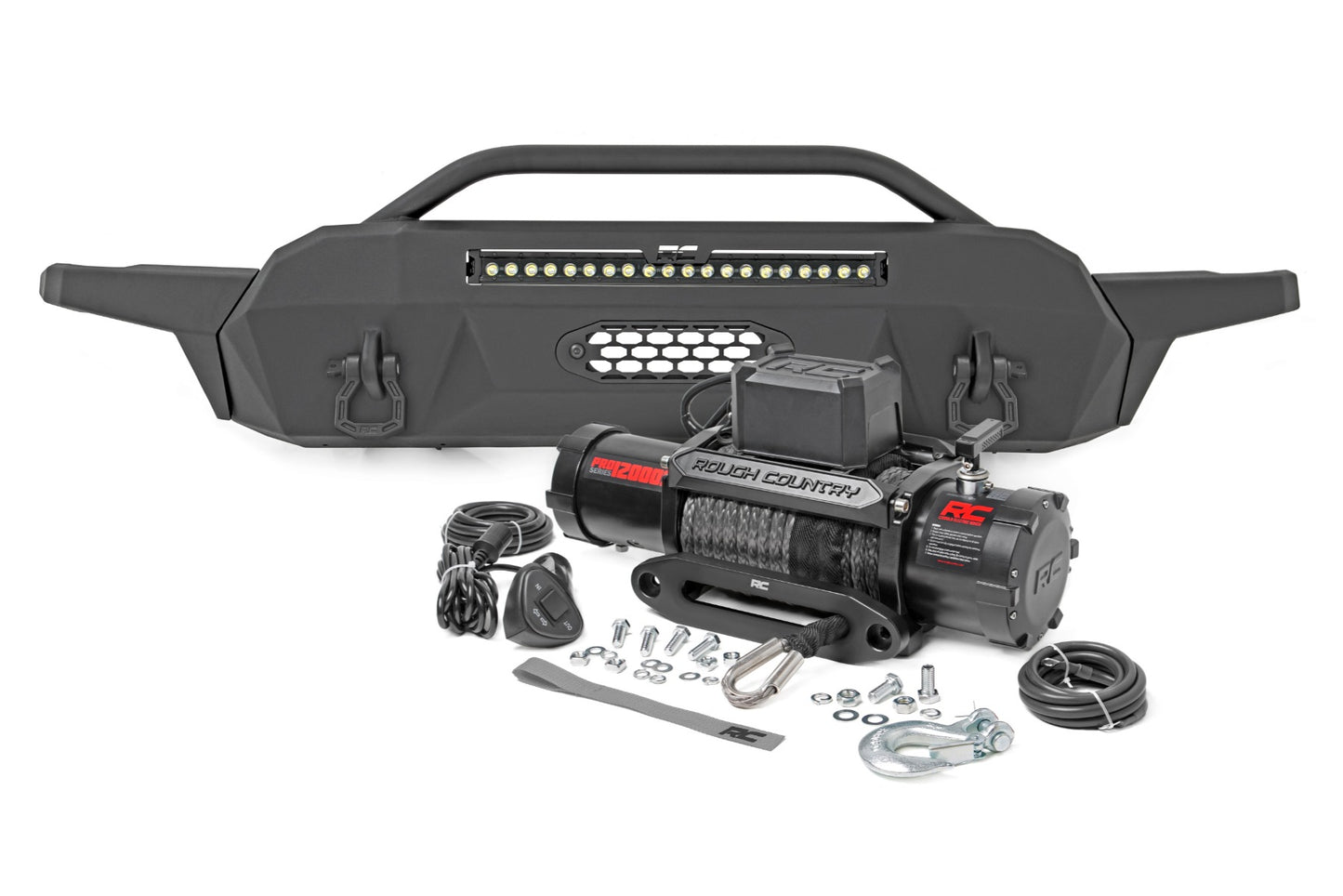 Fits Toyota Tacoma 4WD (2016-2023) Front Bumper; Hybrid; 20" Blk DRL LED; 10729