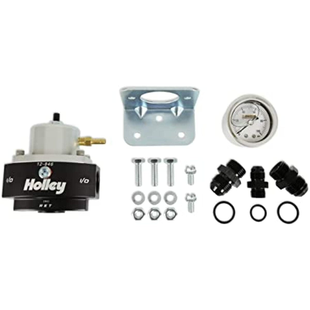 Billet Bypass Fuel Pressure Regulator Kit 15-60 Psi W/Fittings & Gauge-12-846KIT