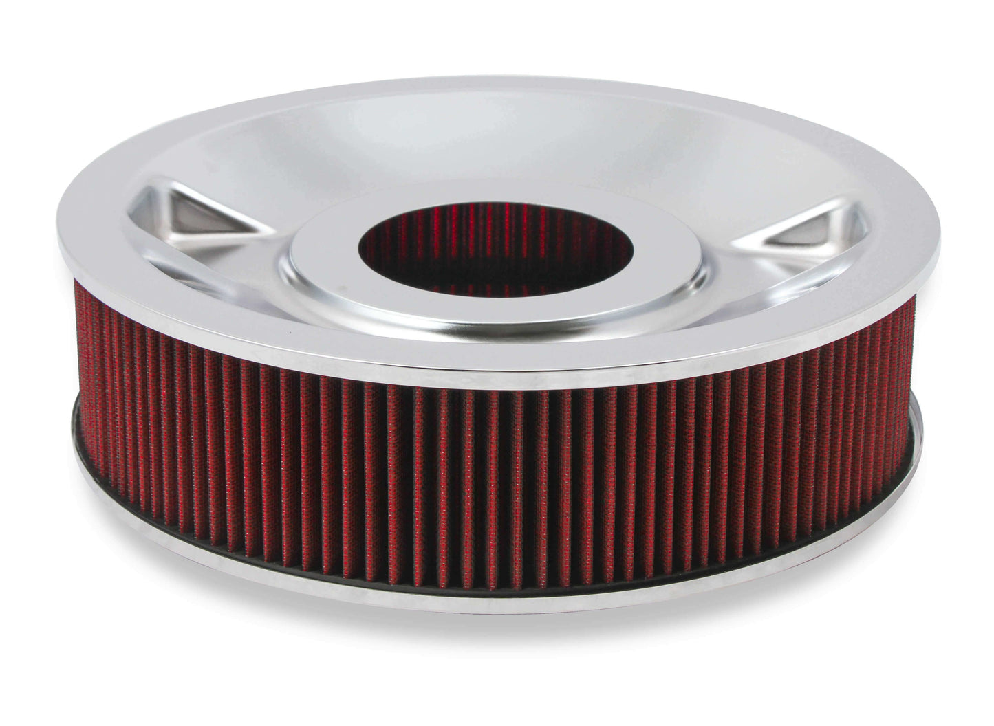 4150 Drop Base Air Cleaner Chrome w/4 Red Washable Gauze Filter - 120-4140