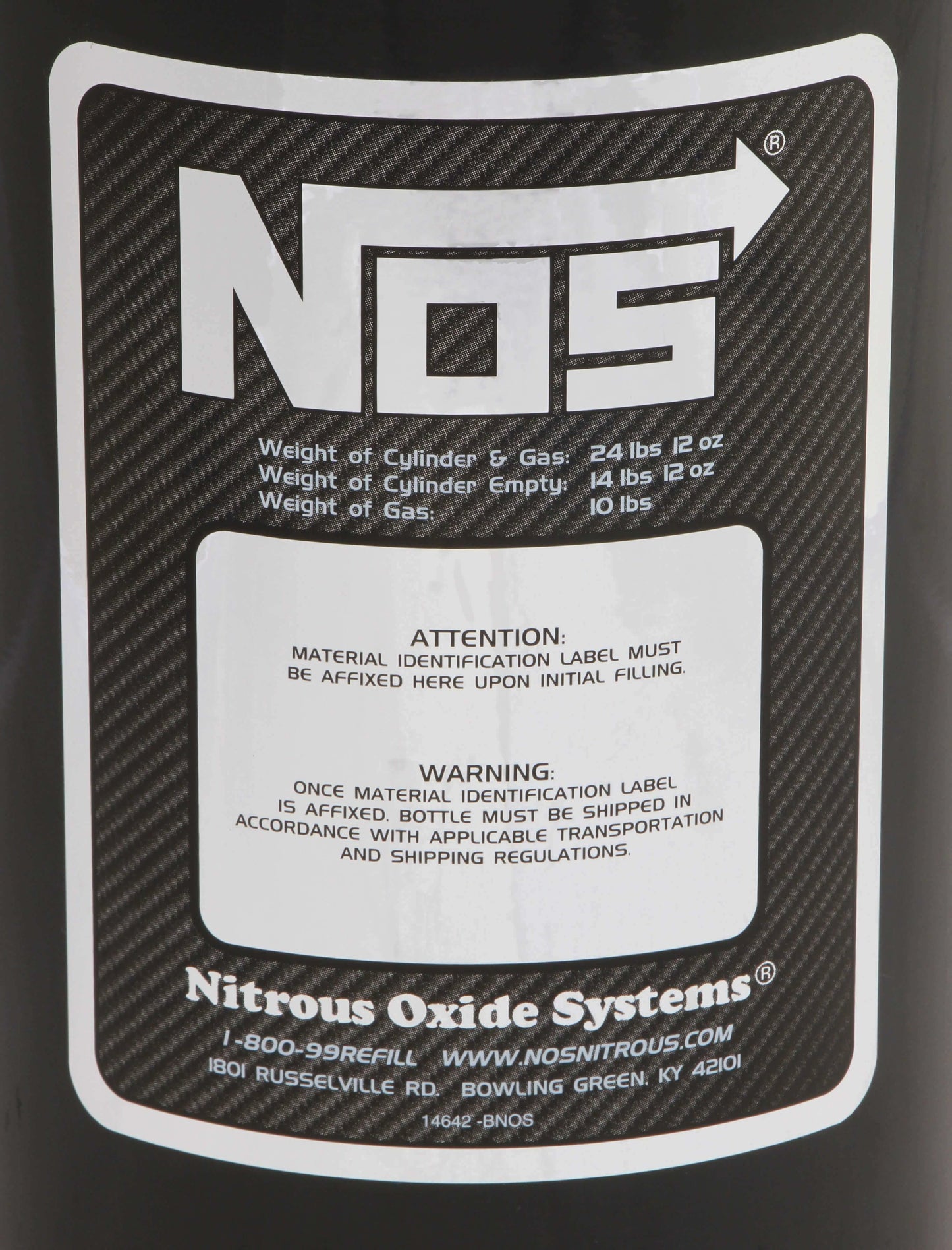 10lb NOS Bottle Carbon Fiber Hydro Dipped W/ Super Hi-Flow Valve 14745BNOS