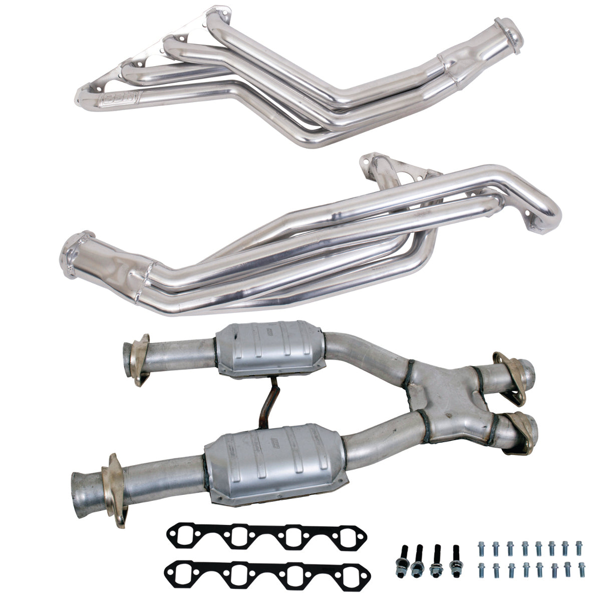 Fits 79-93 Mustang 5.0L 1-5/8 Tube Headers, Short Mid X Pipe w/Converters-15163 - Car Part People