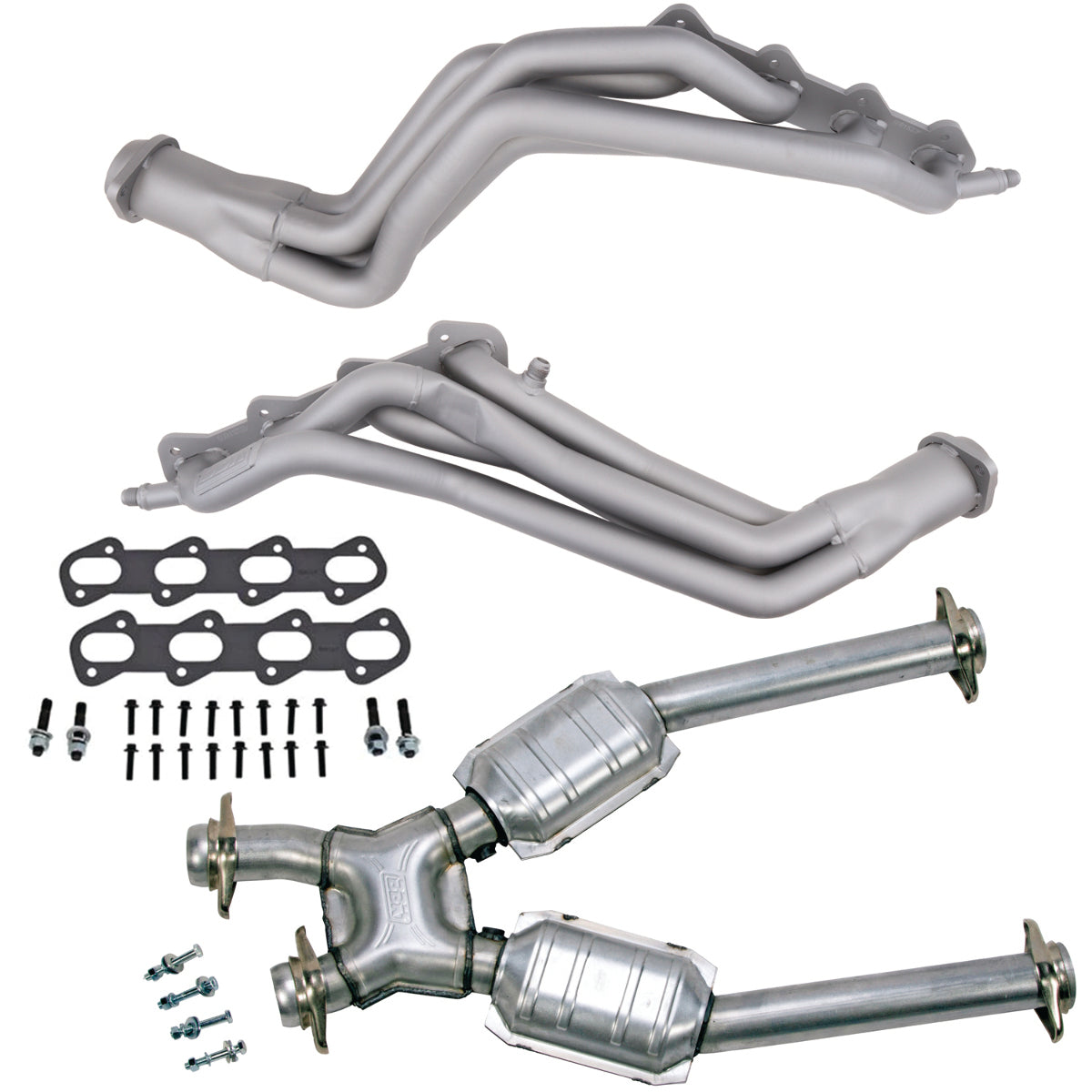 Fits 1996-98 Mustang 4.6L 1-5/8 Tube Headers, Short Mid X Pipe w/Converter-15322 - Car Part People