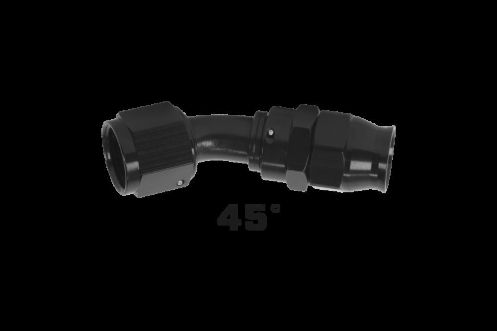 Aeromotive 15360 Hose End, PTFE, Black Anodized, Straight, 45, 90, 180