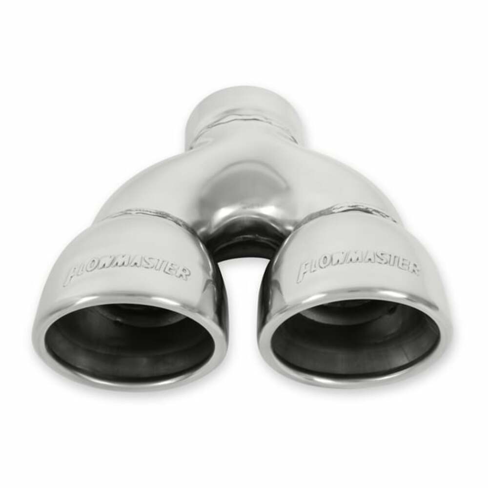 Dual 3.5 in. Rolled Angle Polished SS Fits 2.50" Fowmaster Exhaust Tip - 15369