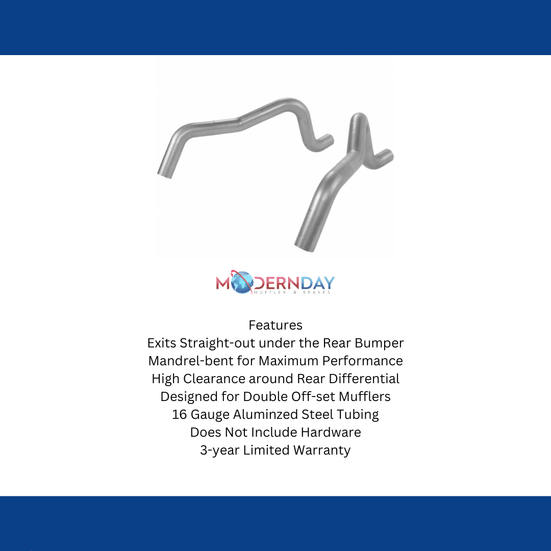 Flowmaster 15822 - 1967-1969 Chevrolet Camaro Prebent Tailpipes 3.00 inch Aluminized Pipe