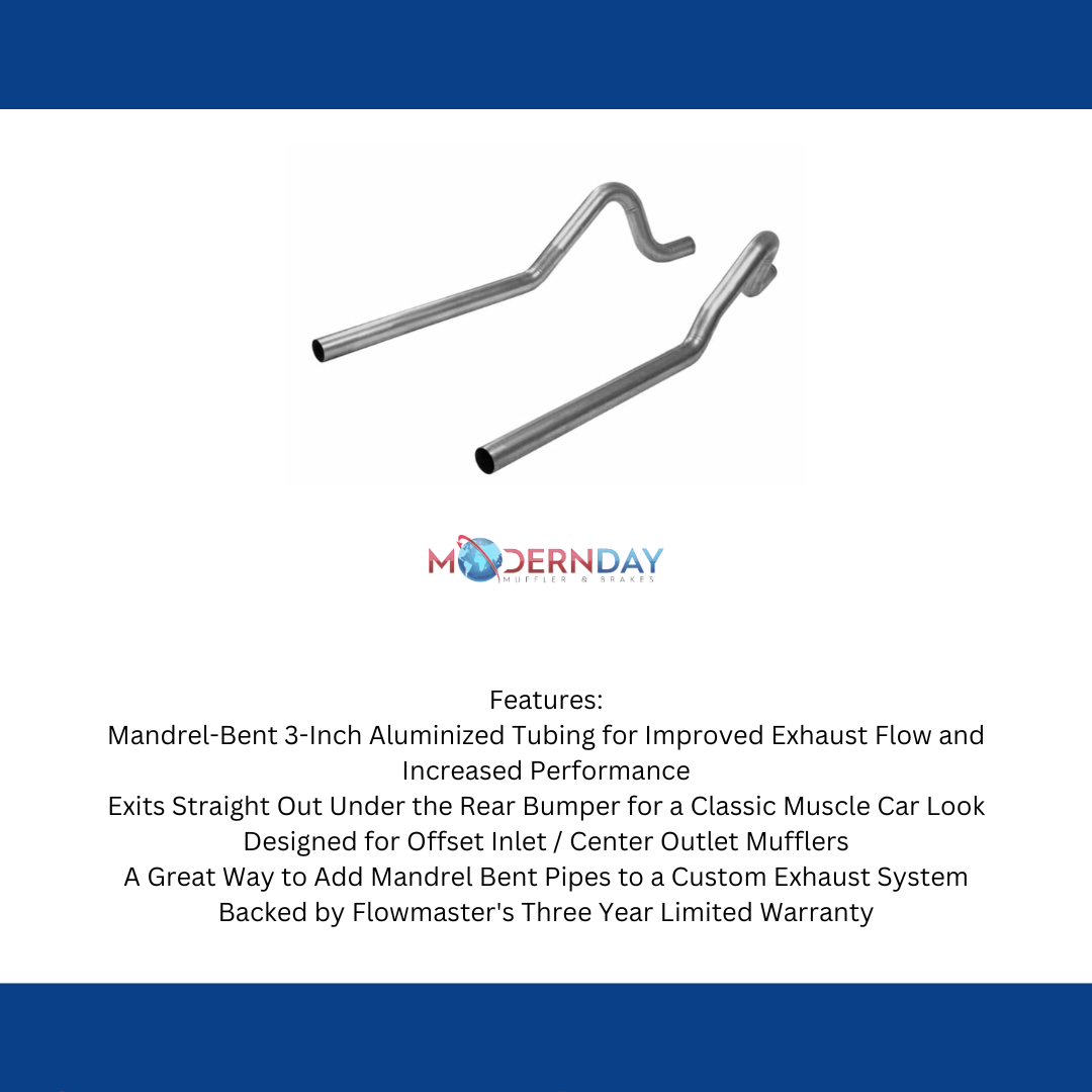 Flowmaster 15823 - Pre-Bent Tailpipes - 1962-1974 MOPAR B-Body 3.0 Inch Mandrel Bent Aluminized Steel Tailpipes