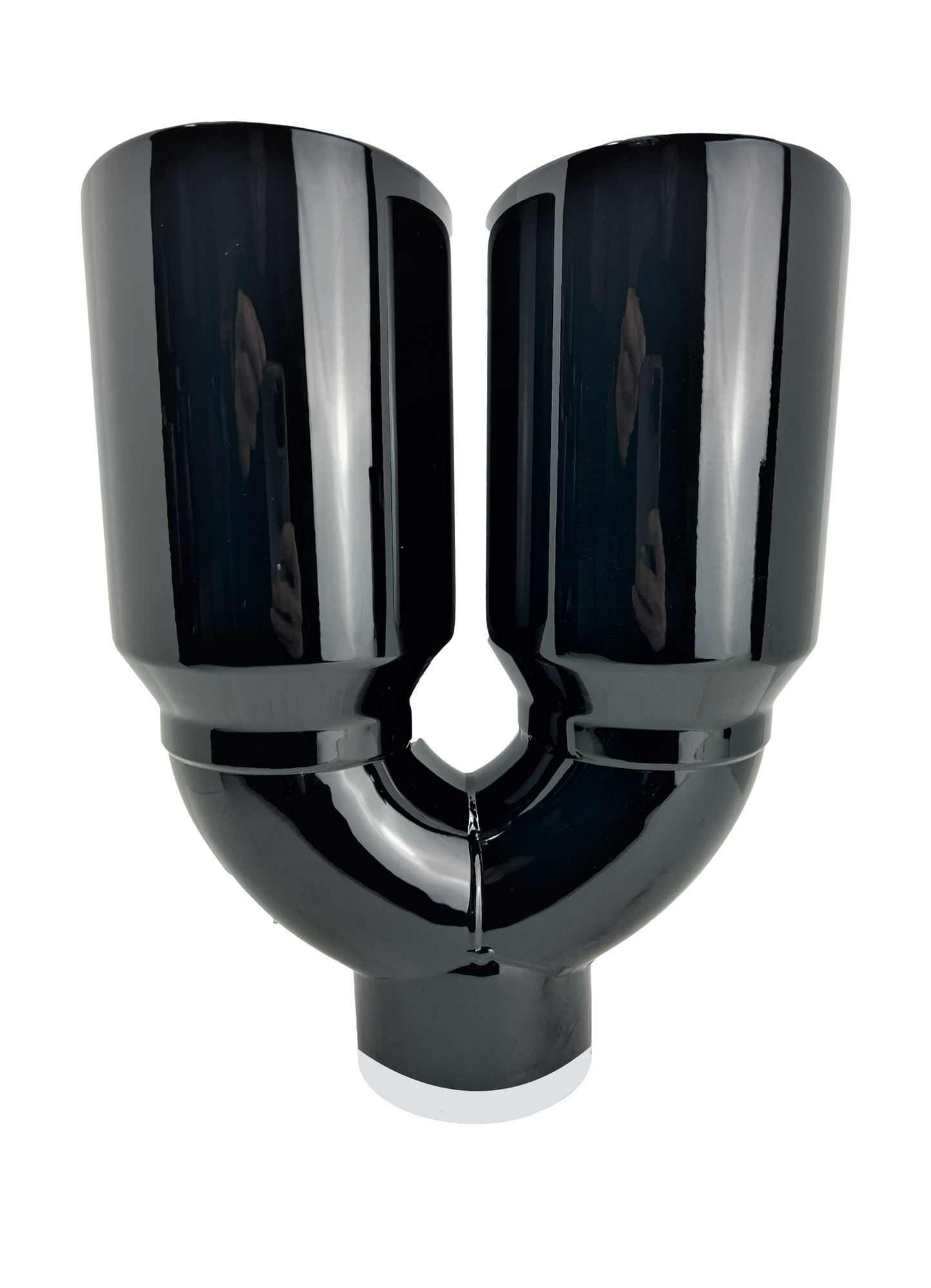 2.5" ID X3.5"X10.5" Dual Double Wall Slant Cut S/S Black Exhaust Tip 1626BK