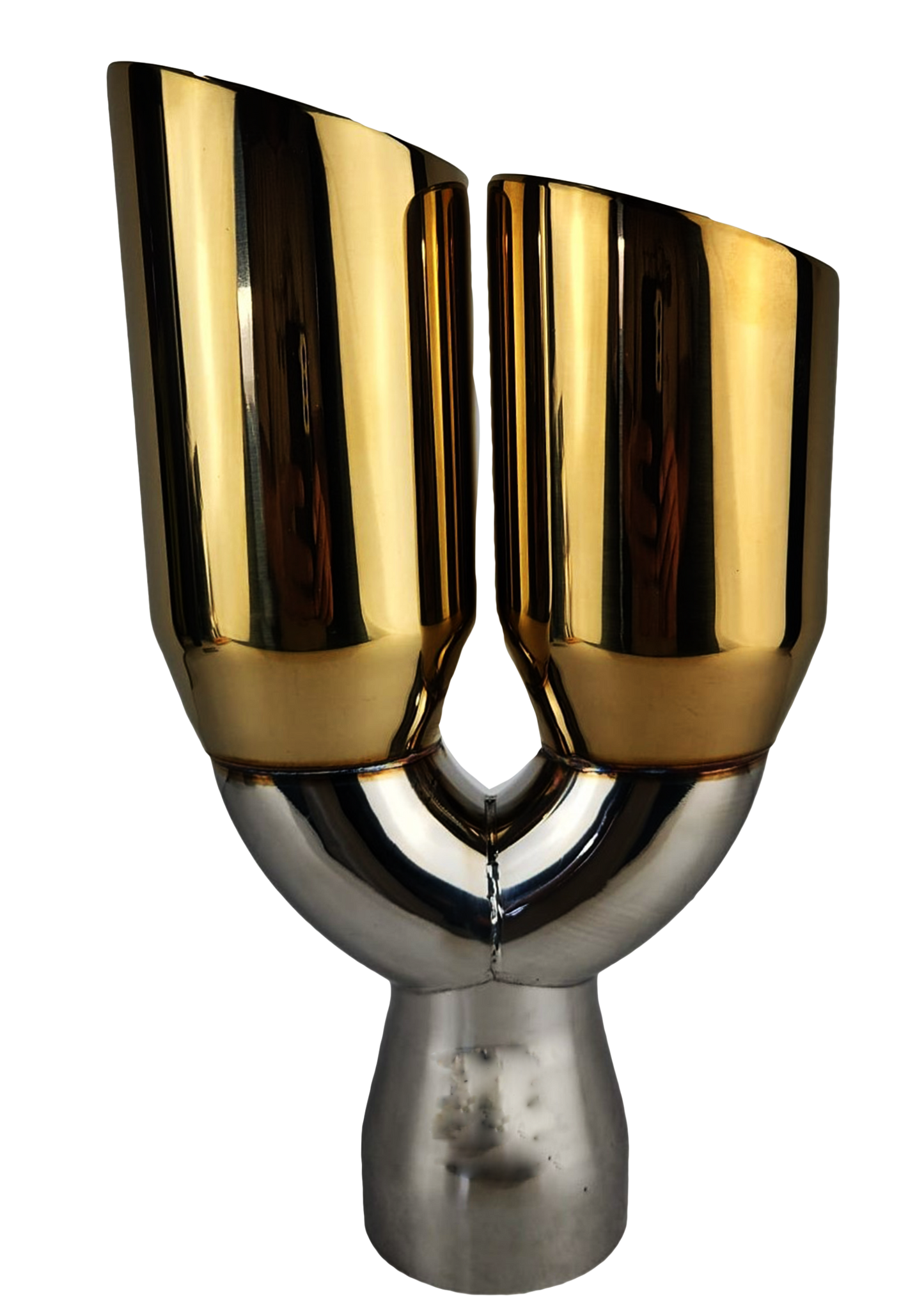 3" IDX3.5"X13.5" -Dual Double Wall Slant Cut S/S Gold Exhaust Tip 1637GD