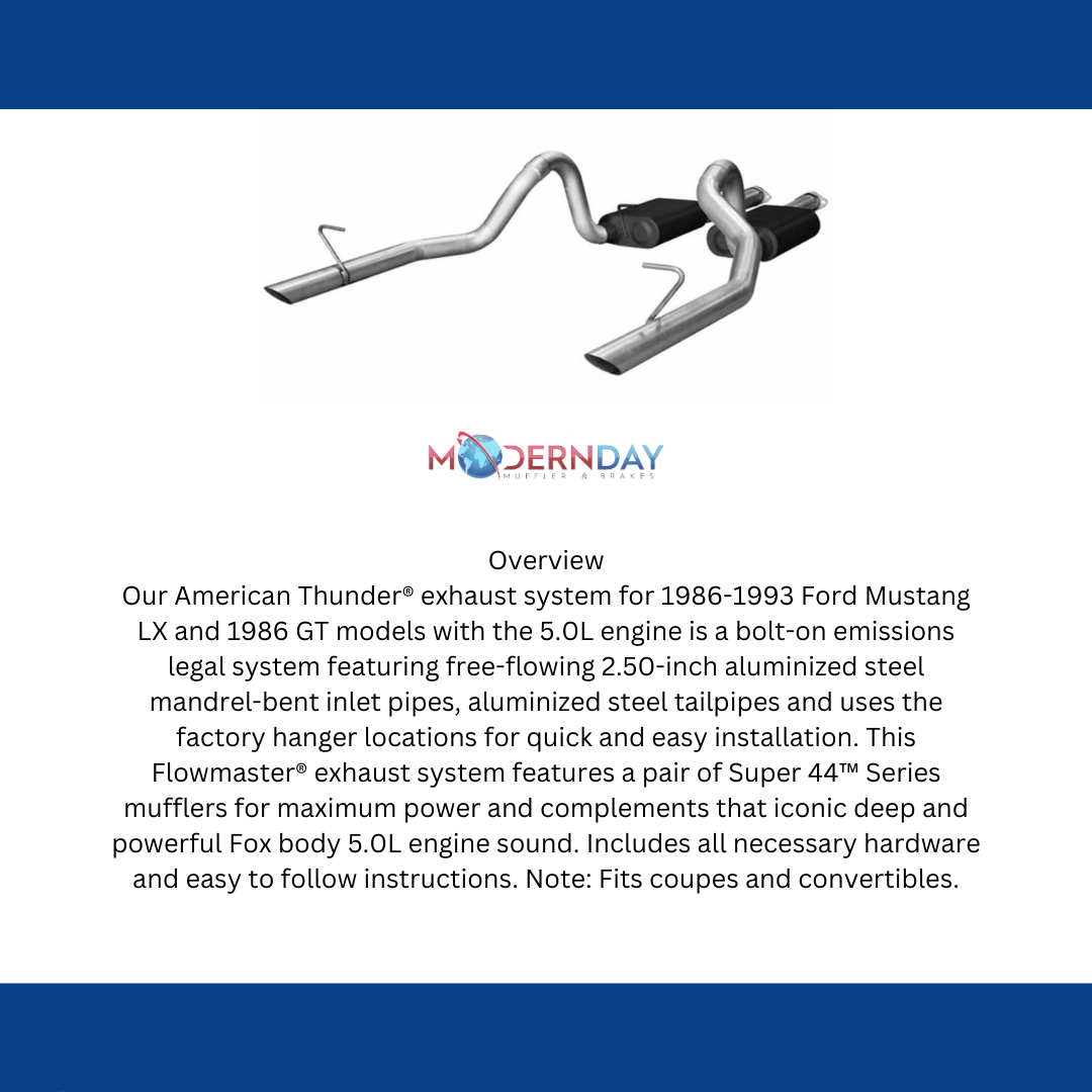 1986-1993 Ford Mustang Cat-back Exhaust System Flowmaster American Thunder 17113