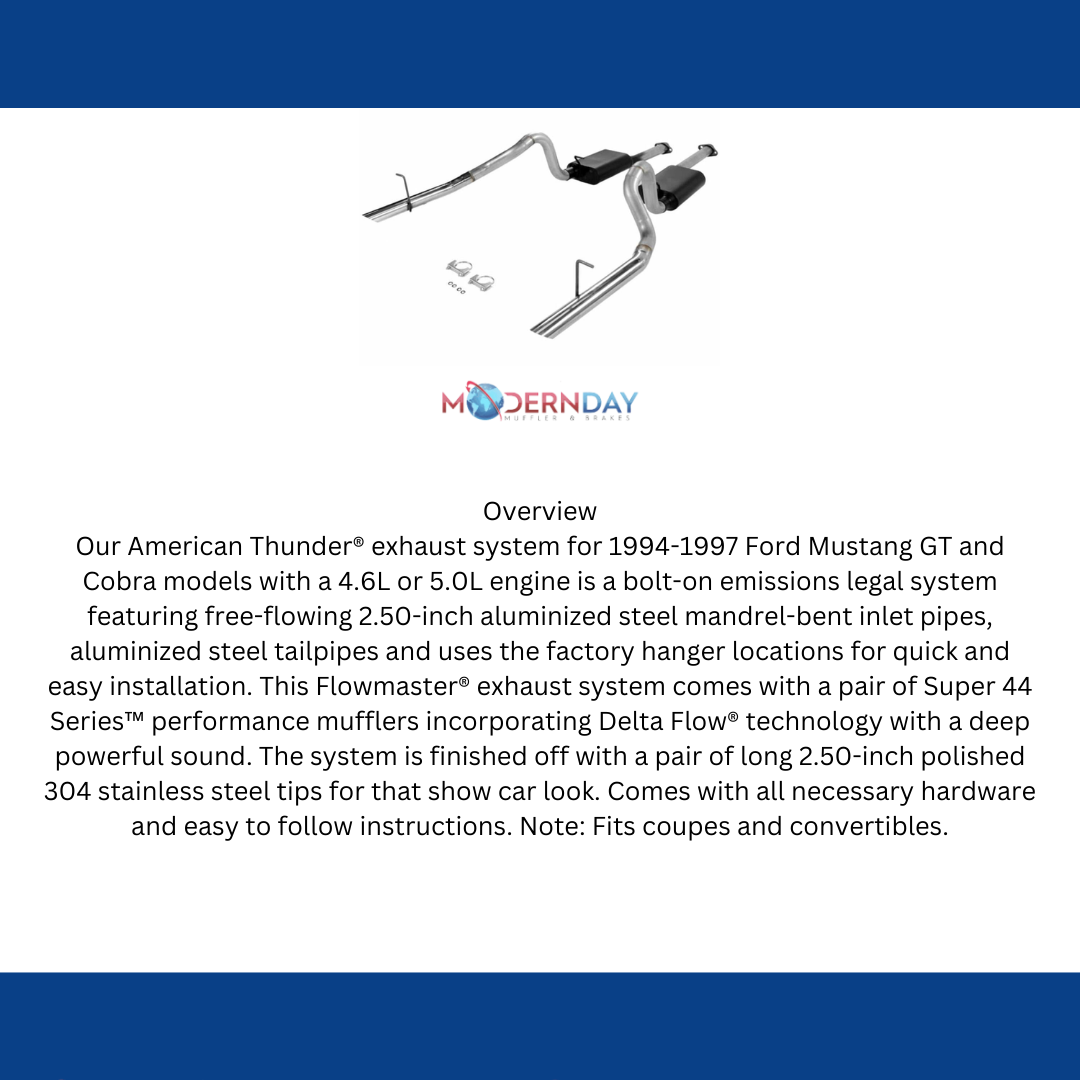 1994-1997 Ford Mustang Cat-back Exhaust System Flowmaster American Thunder 17212