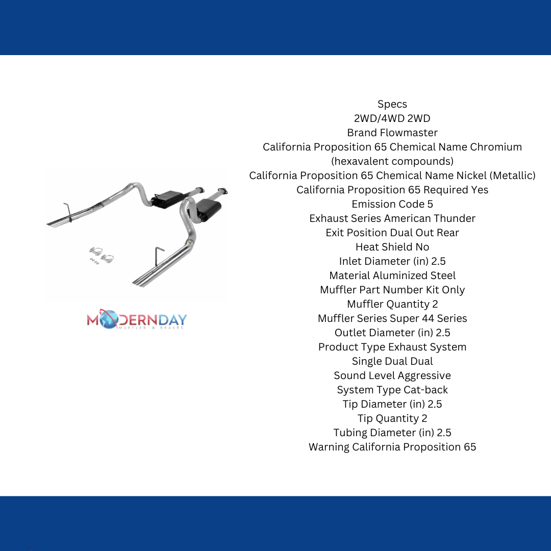 1994-1997 Ford Mustang Cat-back Exhaust System Flowmaster American Thunder 17212