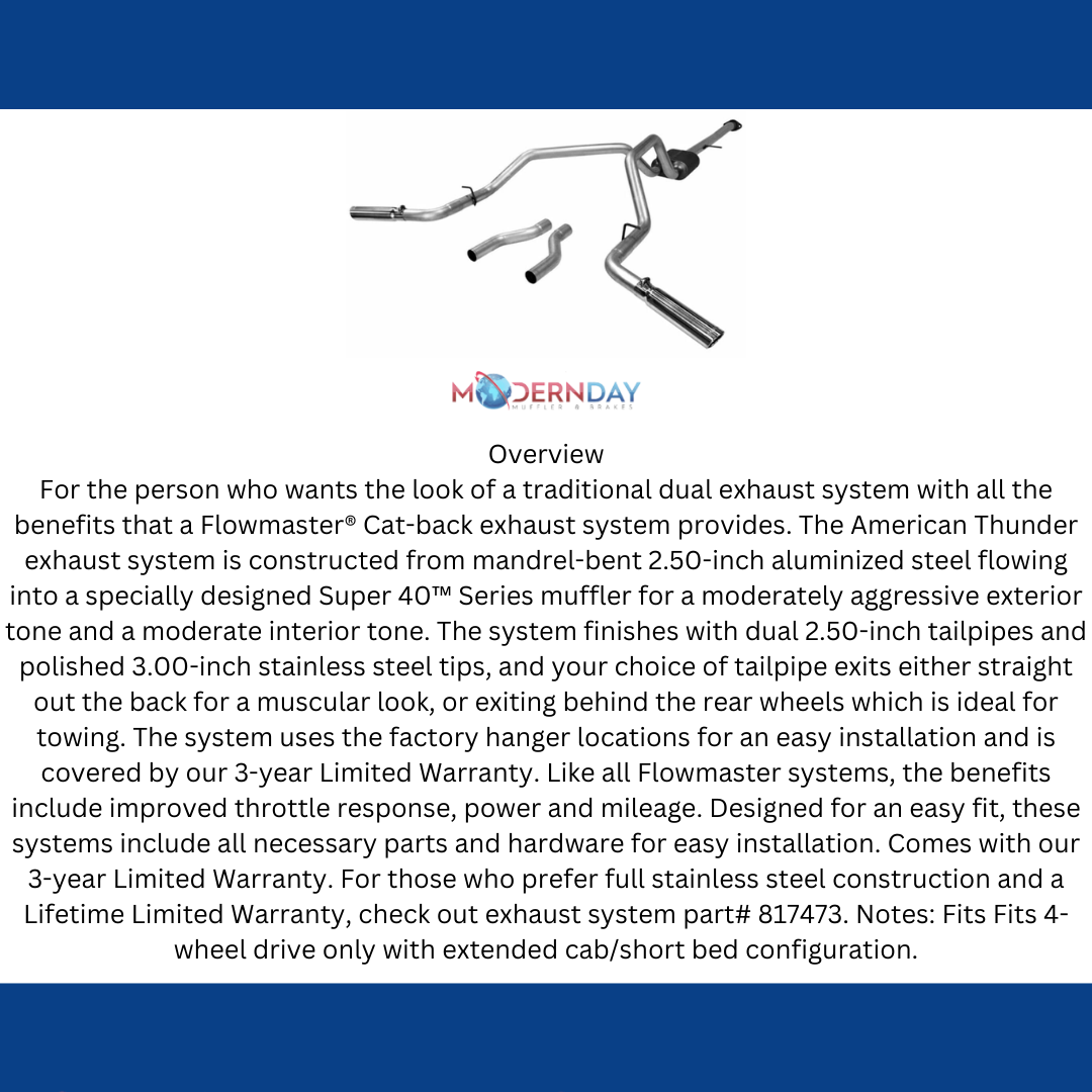 1993-1995 Chevrolet C1500 Cat-back Exhaust System Flowmaster American Thunder 17