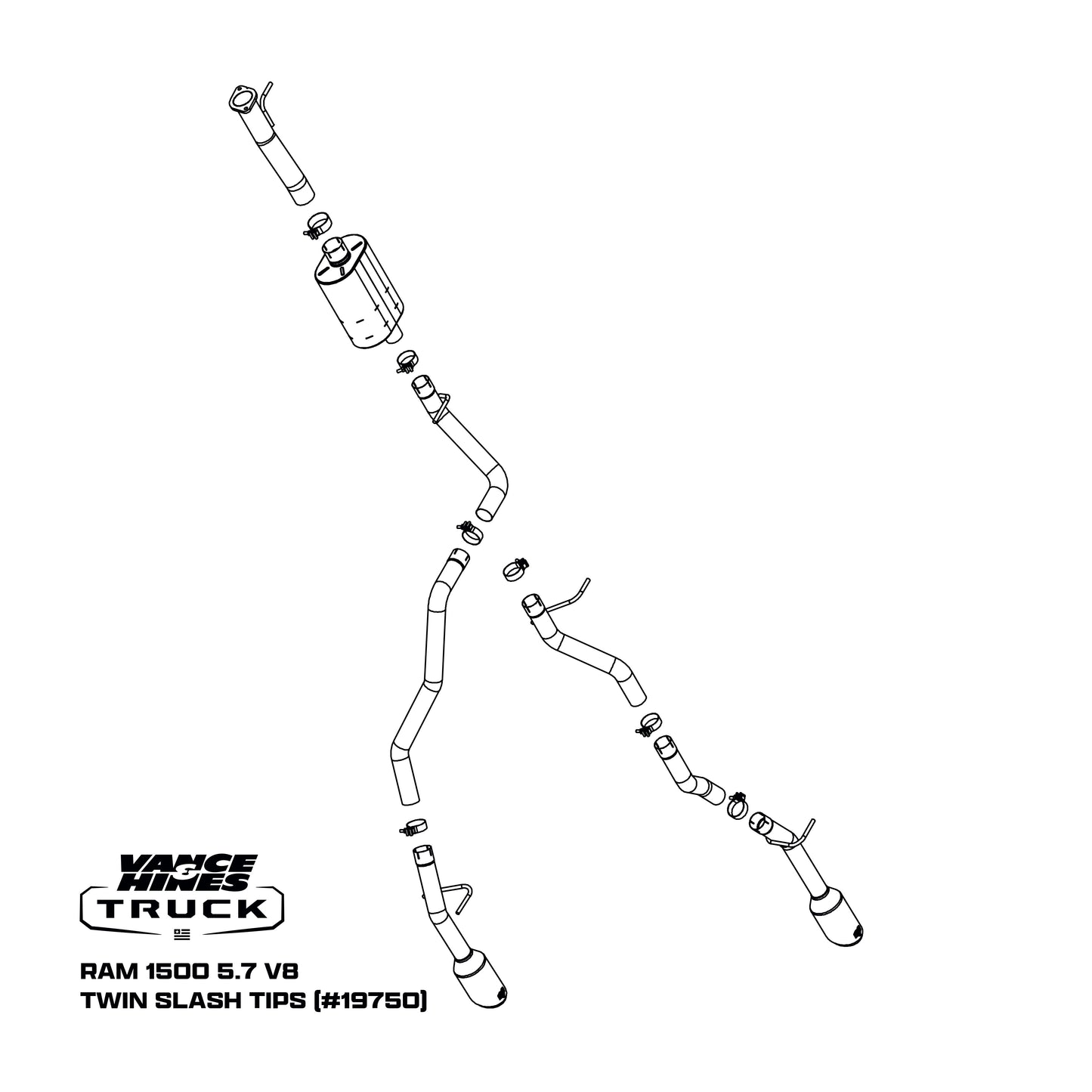 Fits 2019-2024 Ram 1500 Cat Back Performance Exhaust System 19750-VAH