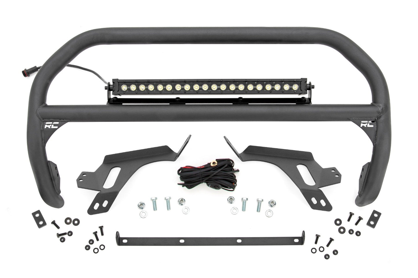 Nudge Bar - w/ Tow Hooks - 20 Inch BLK DRL Single Row LED - Ford Bronco Sport
