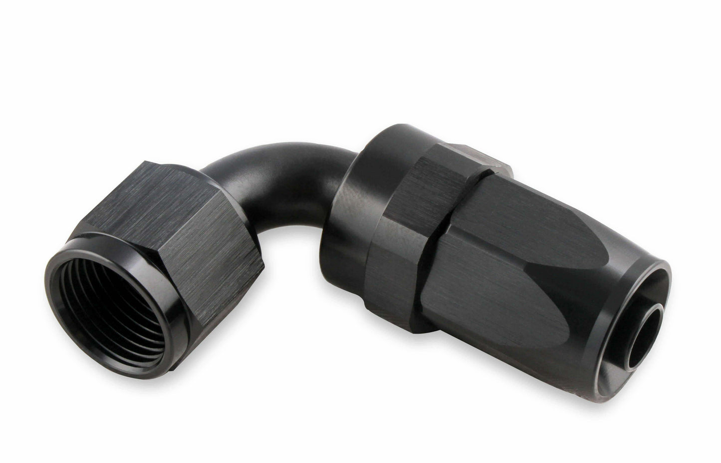 Mr. Gasket -8 AN 90 Degree Swivel Hose End - Black - 229008-BL