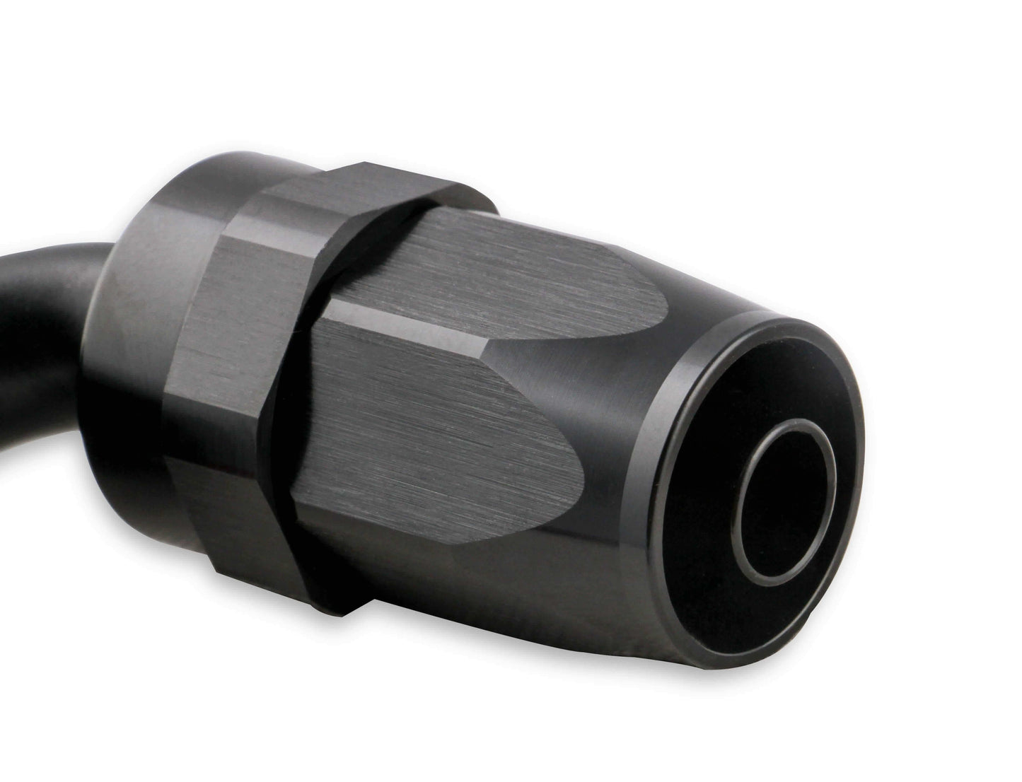 Mr. Gasket -8 AN 90 Degree Swivel Hose End - Black - 229008-BL