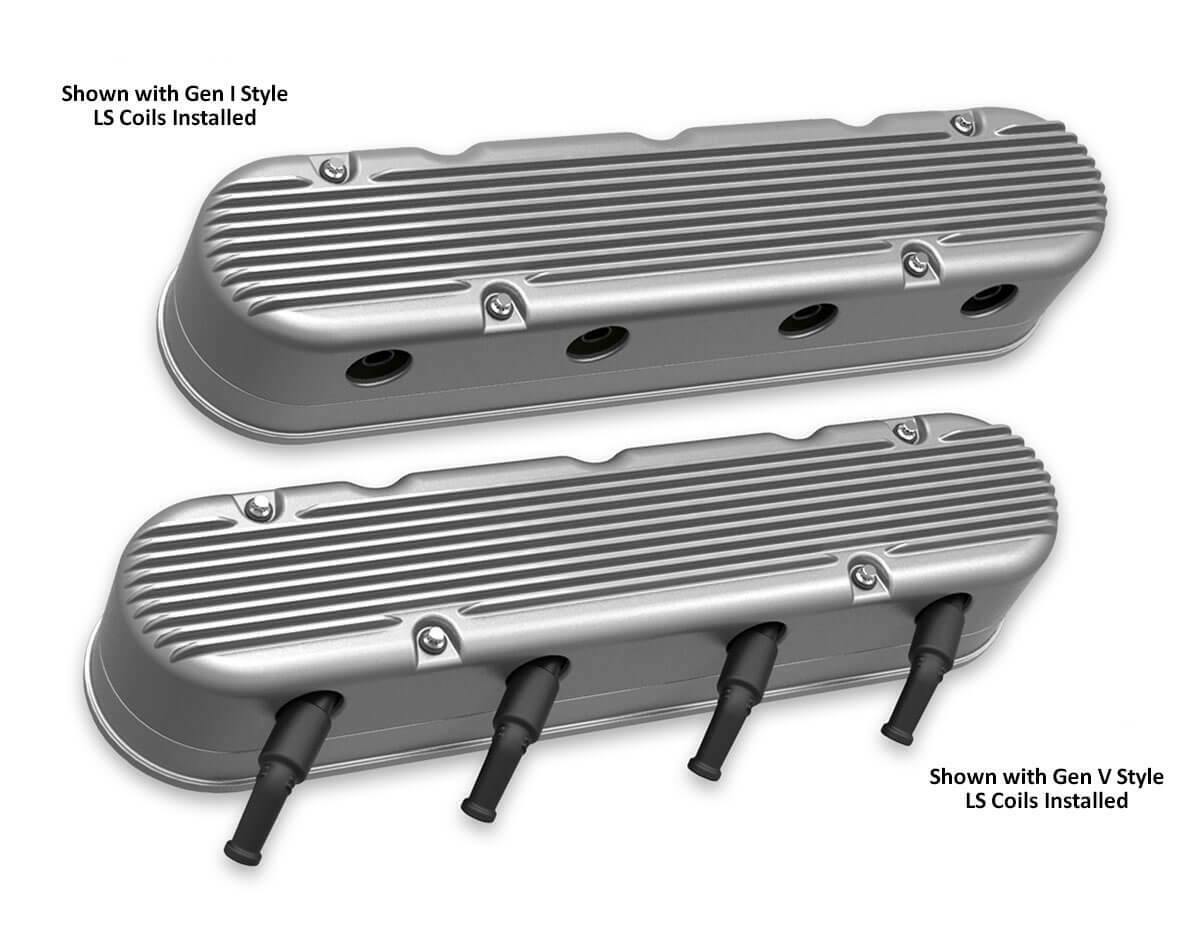 2-Pc LS Finned Valve Covers - Natural Finish - 241-180