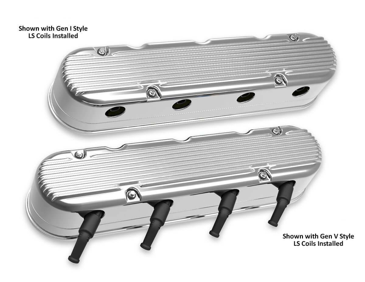 2-Pc LS Finned Valve Covers - Polished Finish - 241-181