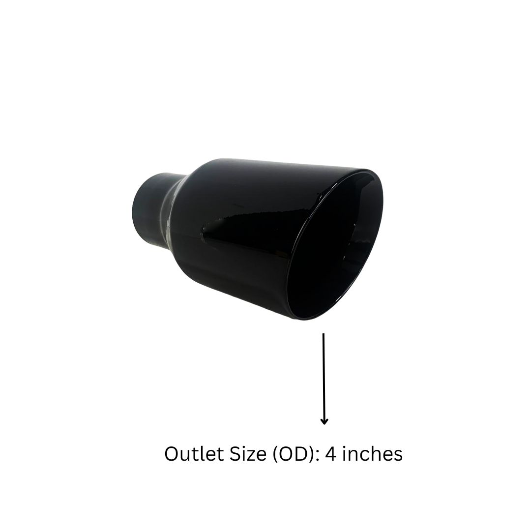 2.5" IDX4"X8" Double Wall Slant Cut Stainless Gloss Black Exhaust Tip 2508BK