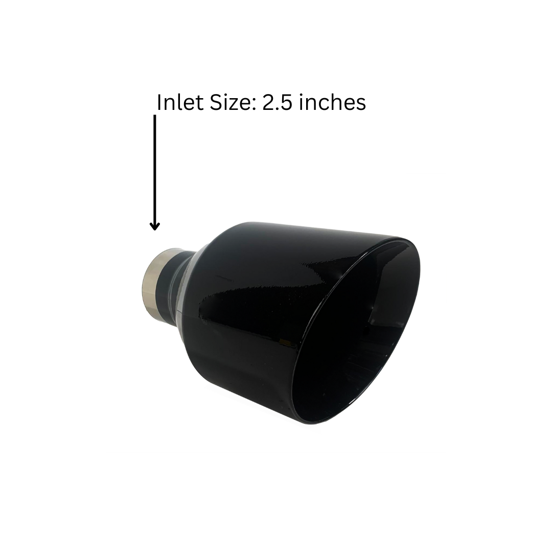 2.5" IDX5"X8" Double Wall Slant Cut Stainless Gloss Black Exhaust Tip 2580BK