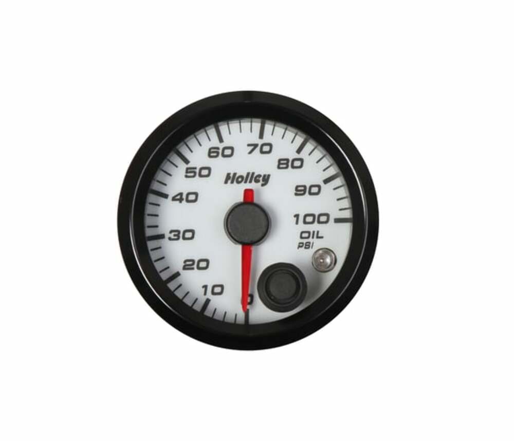 White 2-1/16" Oil Pressure 10-100 psi-Holley logo 26-601W
