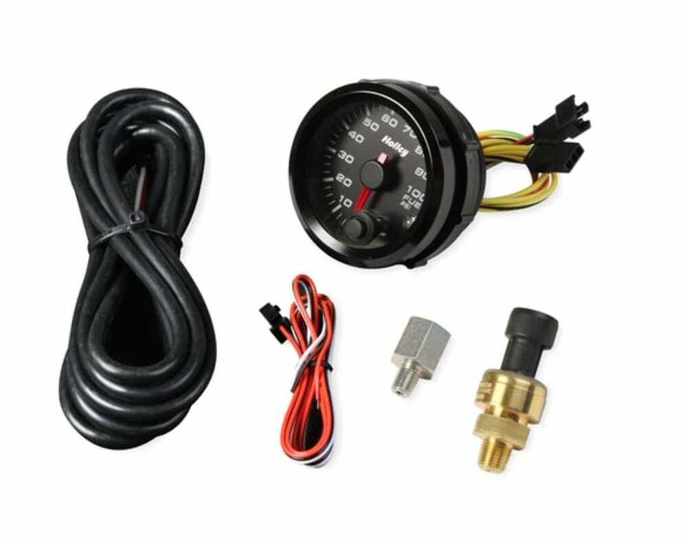 Black 2-1/16" Fuel Pressure 0-100psi-Holley logo 26-608