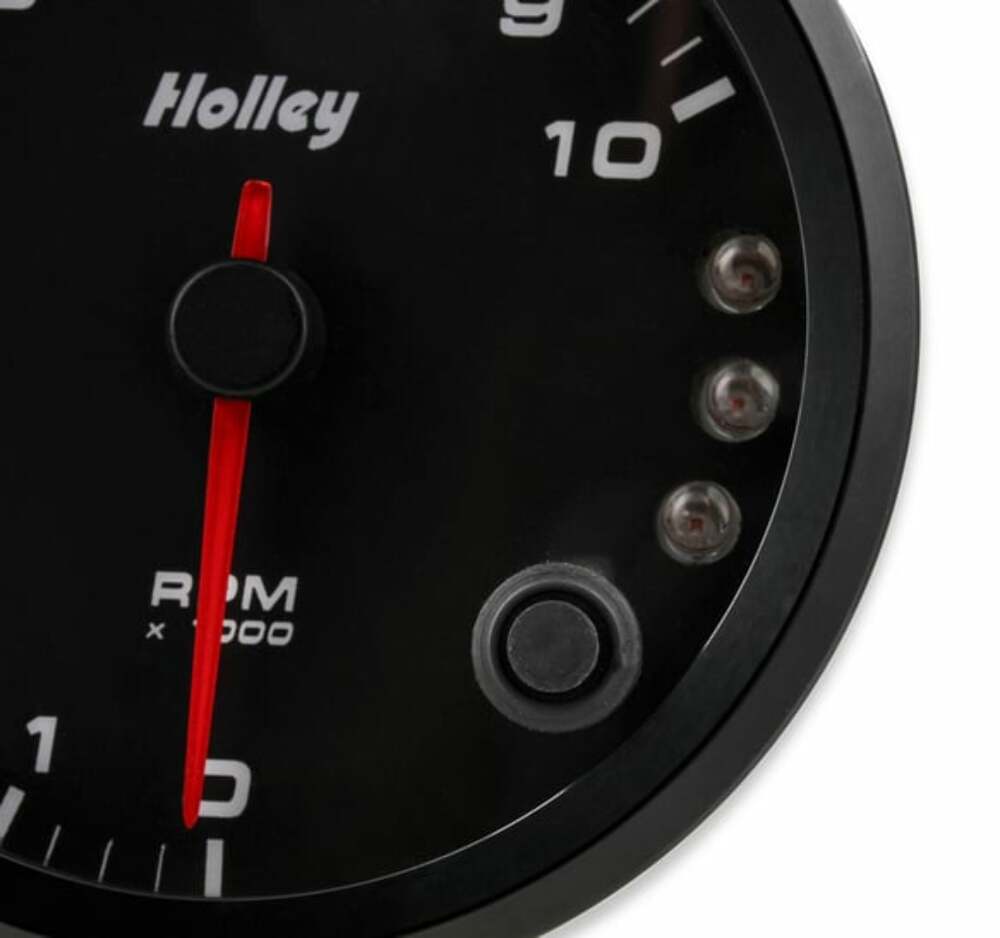 Black 3-3/8" Tachometer 0-10K Standalone w/Internal Shiftlight-Holley 26-617
