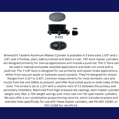 Oval Black Aluminum Black Master Cylinder (Disc/ Drum) 260-8555-BK-MBM