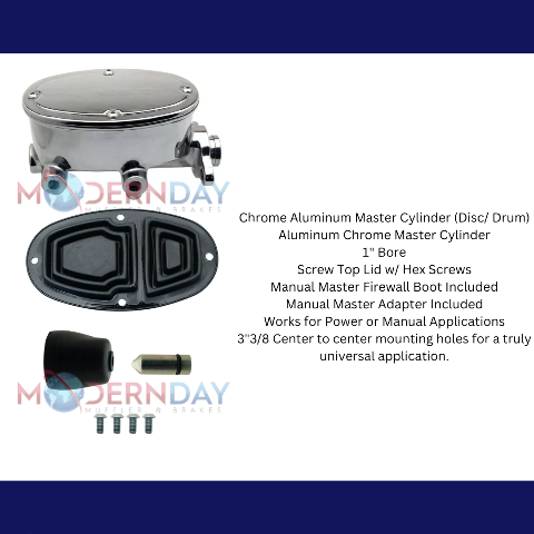 1" Tandem Oval Chrome Aluminum Master Cylinder (Disc/ Drum) 260-8555-CHROME