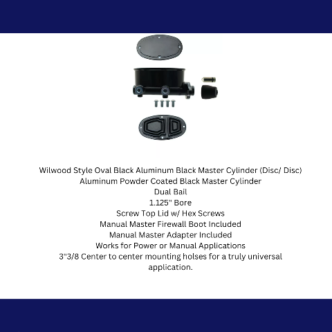 Oval Black Aluminum Black Master Cylinder (Disc/ Disc) 260-8559-BK-MBM