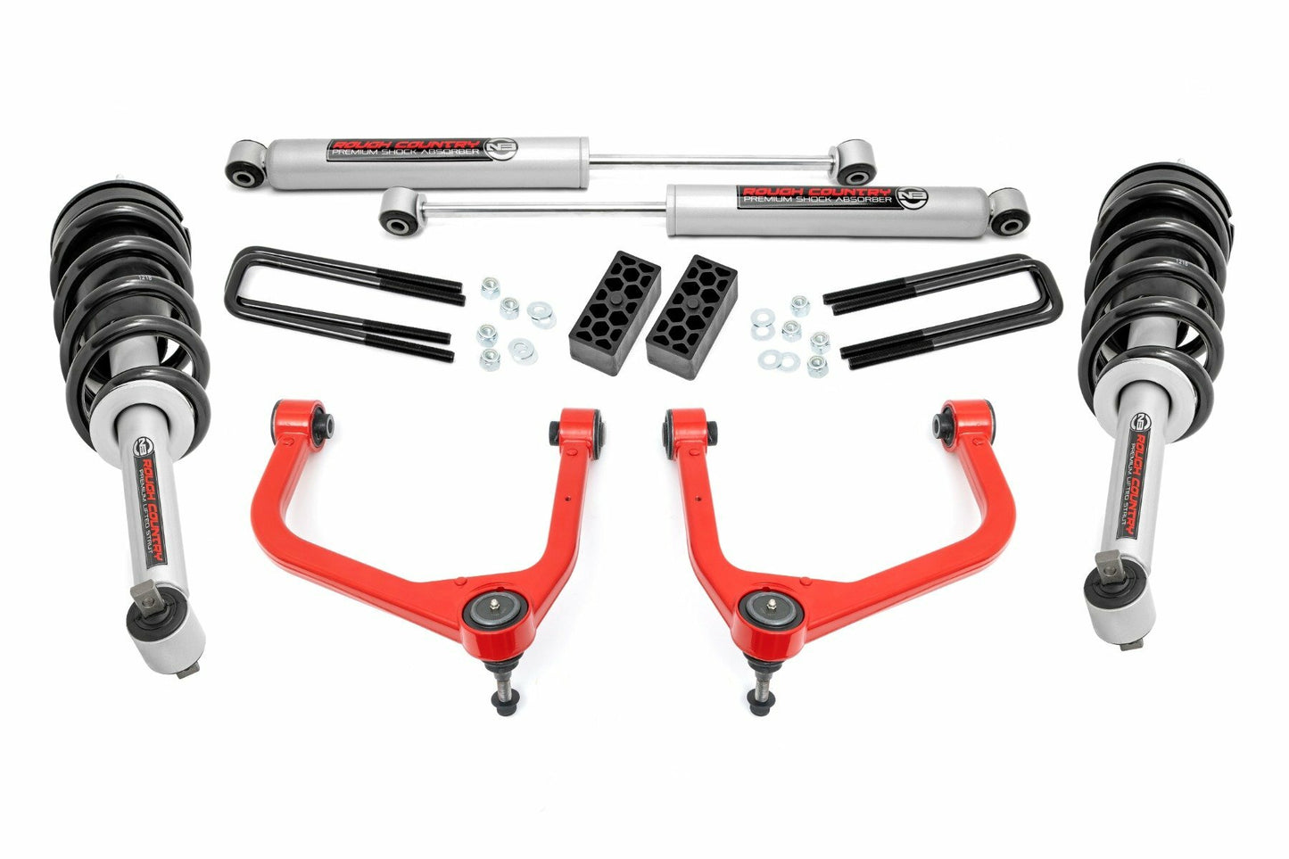 Fits Chevy Silverado 1500 2&4WD (2019-2024) 3.5" Lift Kit; N3 Struts; 29532RED