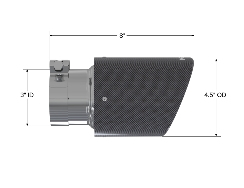 Tip. 4.5in OD. 3in Inlet. 7.7in Length. Angled. CF T5151CF