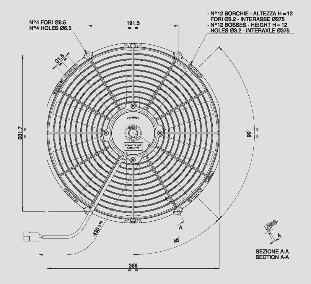 Spal Engine Cooling Fan 30100385; Low Profile 14 Single Electric