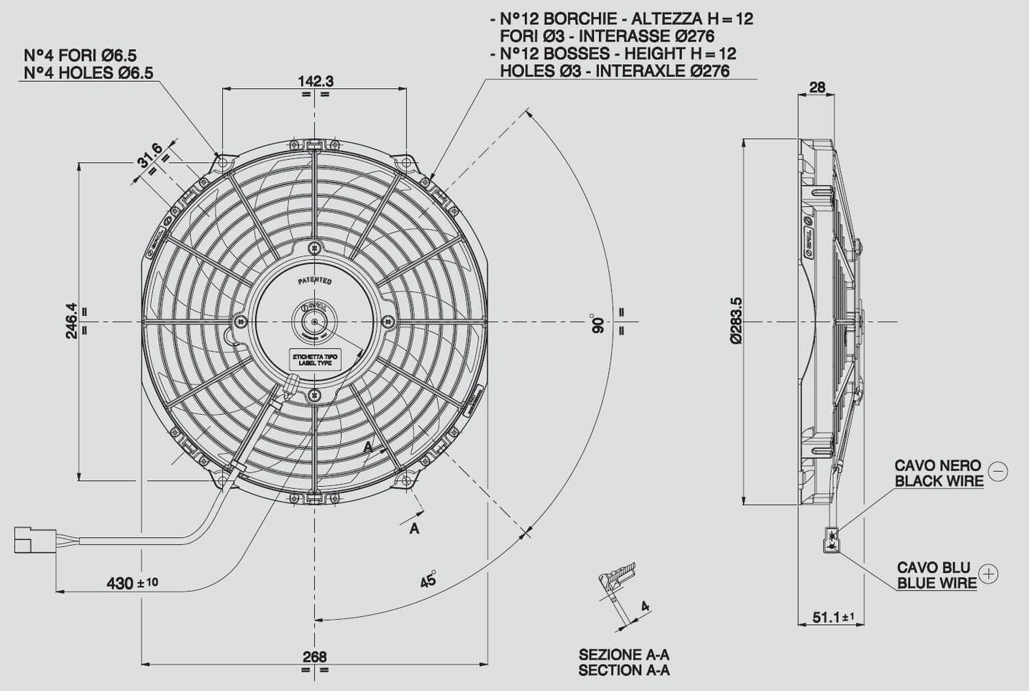 Spal 30100435 Puller Fan 10In Low Profile Curved Blade - 802cfm