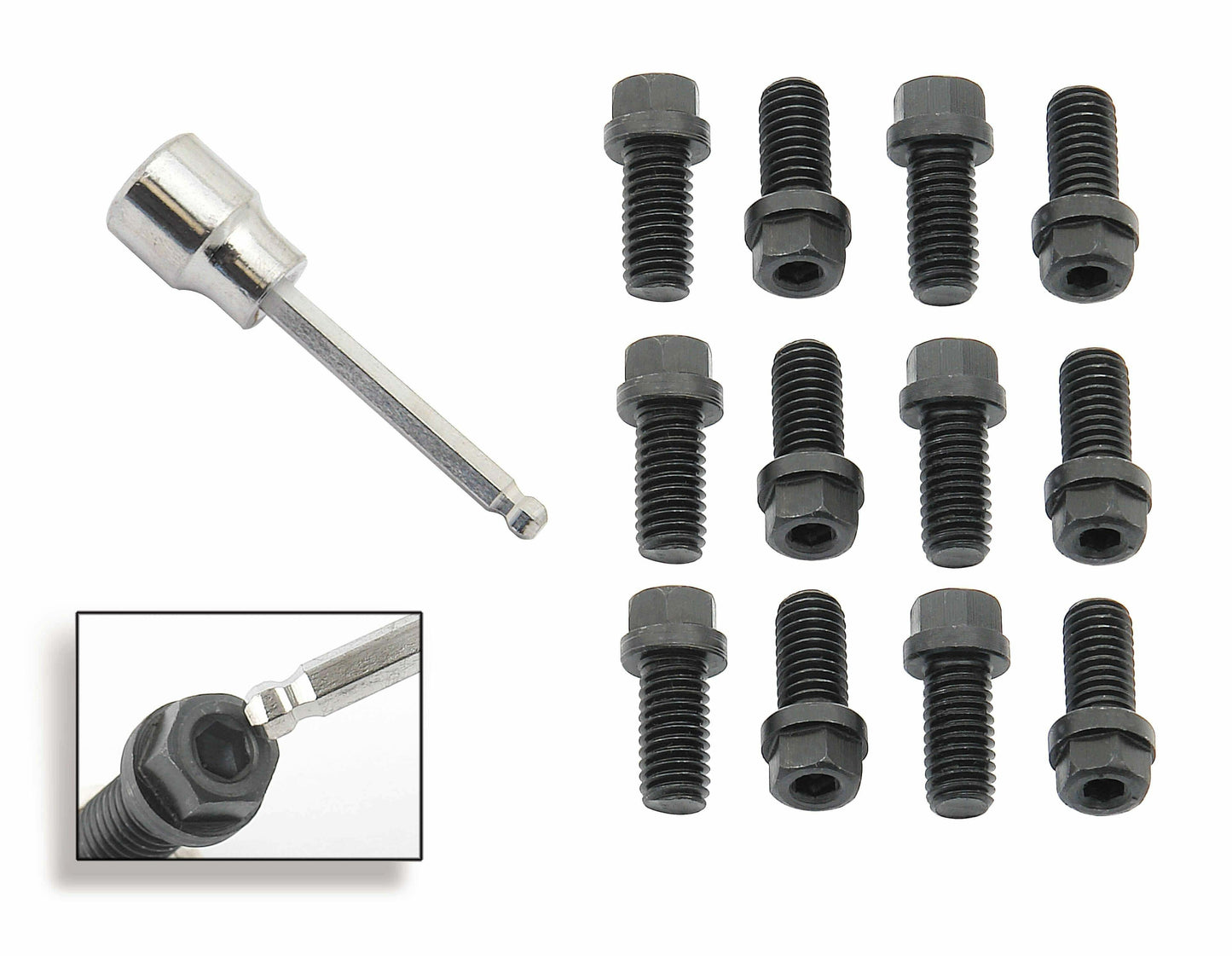 Mr. Gasket Header Bolts - 3/8-16 x 3/4 Inch Hex & Socket Head -Black Oxide 3420G