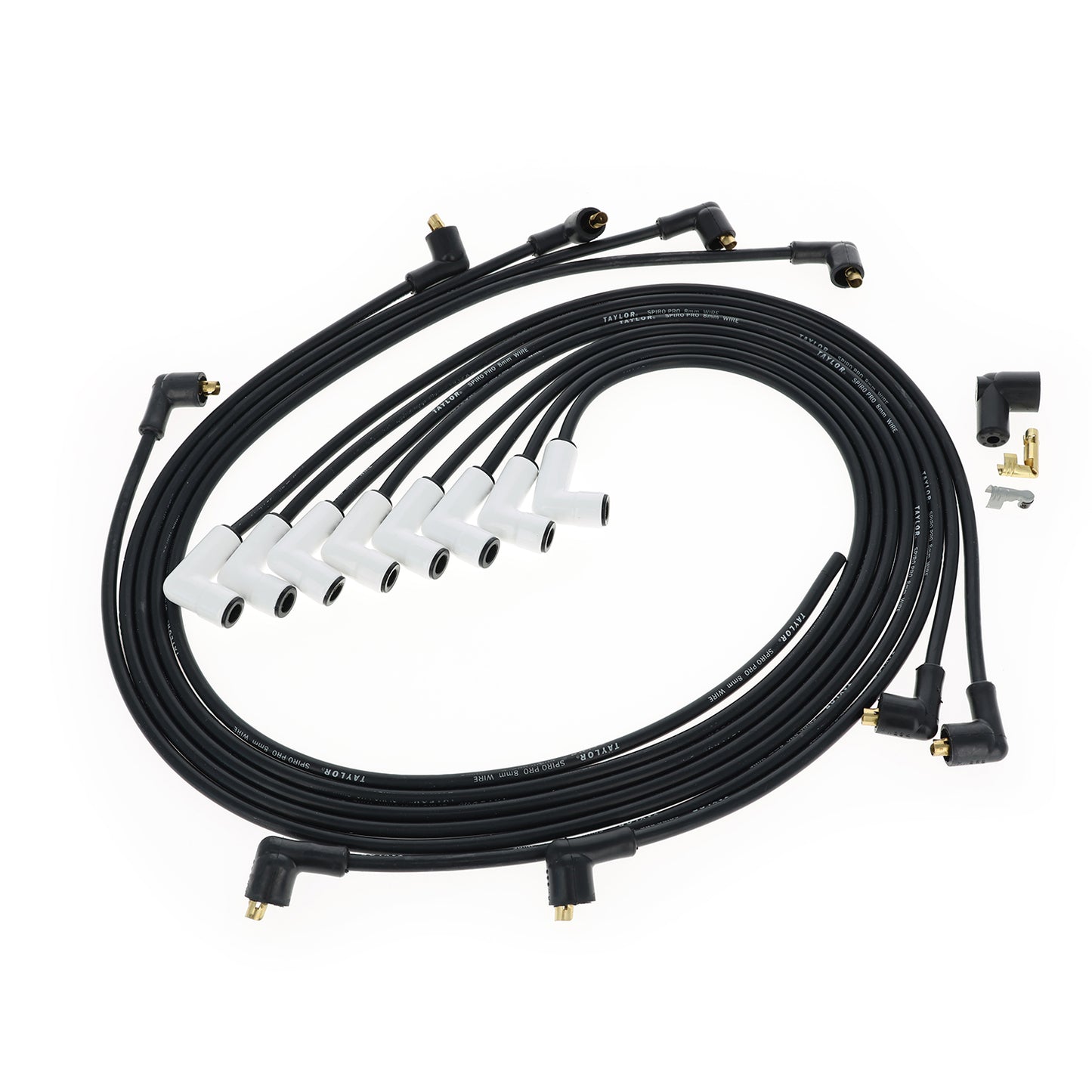 Spark Plug Wire Set Universal 8mm Silicone Spiro Pro 180? 350 ohm/ft Black 75029