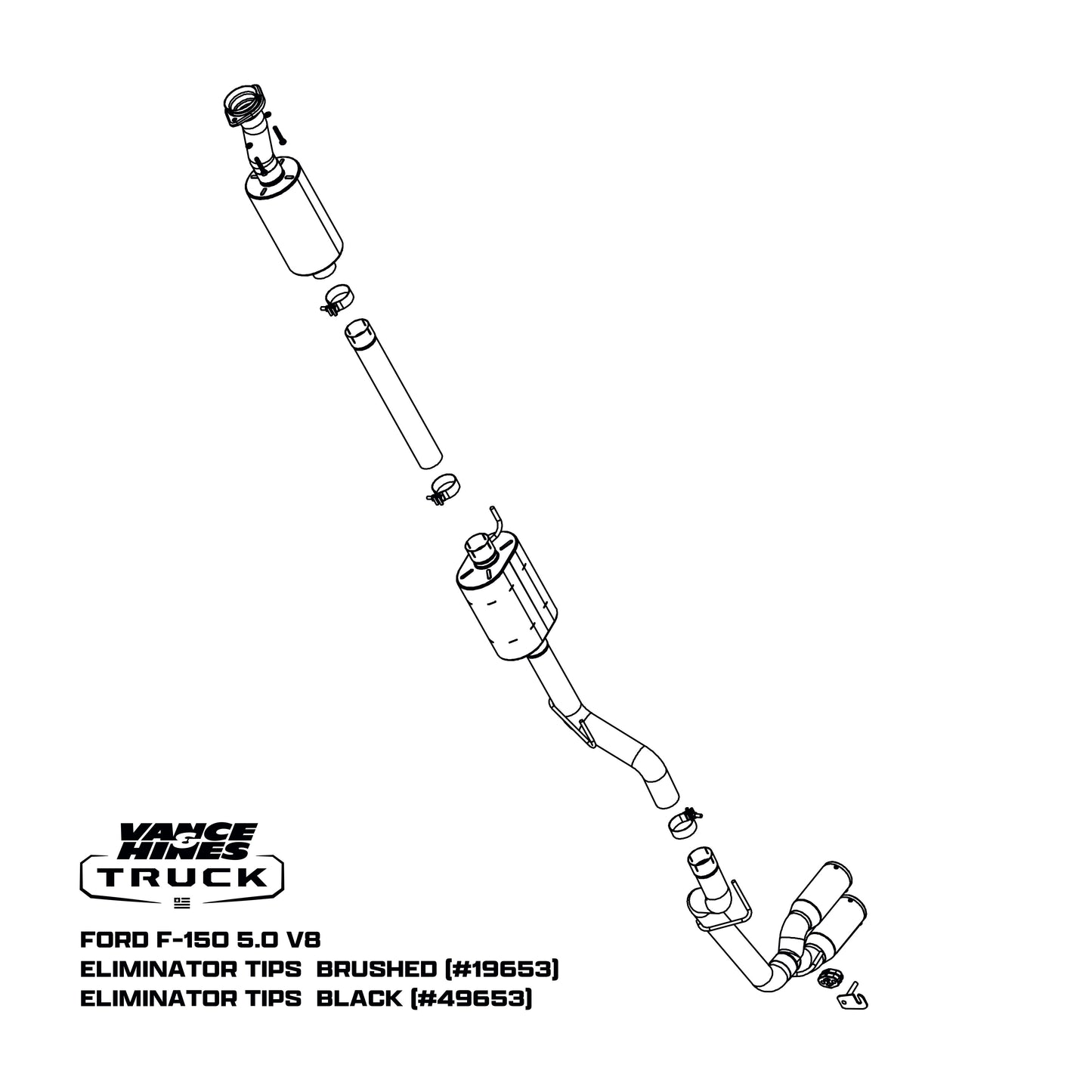 Fits 2021-2023 Ford F-150 Cat Back Performance Exhaust System 49653-VAH