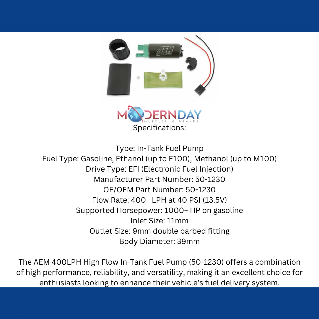 Aem 400 Lph Fuel Pump Kit - Double Barb-50-1230