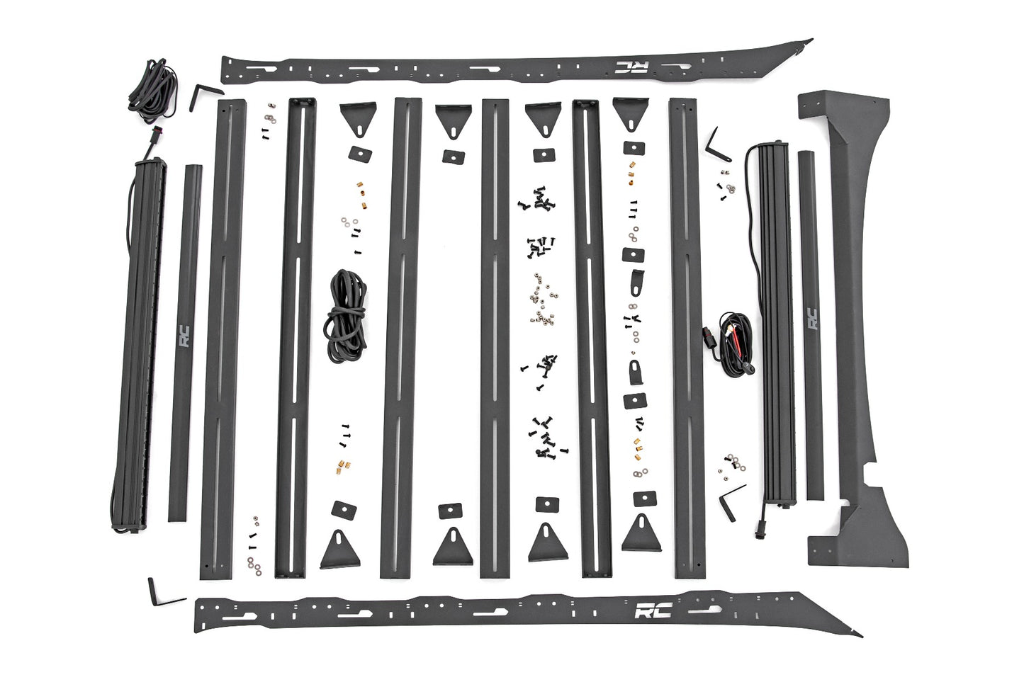 Fits Ford F-150 2&4WD (15-18) Roof Rack; FR & RR 40" Single Row BLK LEDs; 51022