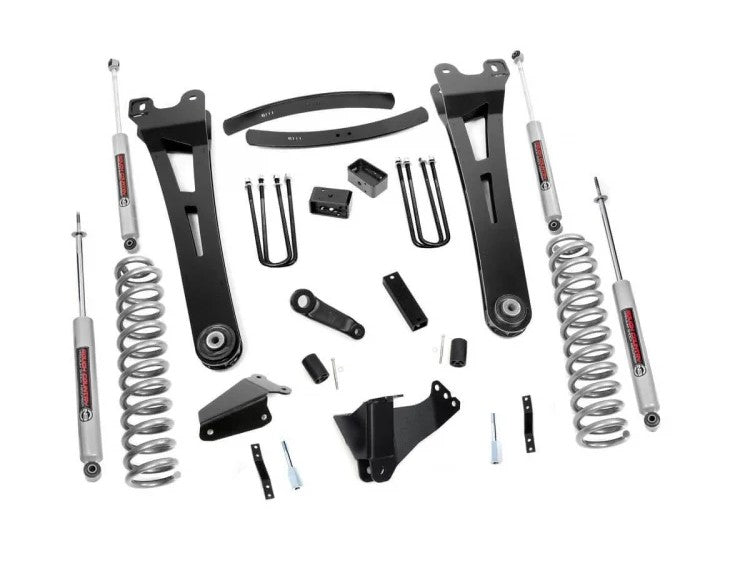 Fits Ford F-250/F-350 SD 4WD (05-07) 6" Lift Kit; Gas; Radius Arm; 537.2