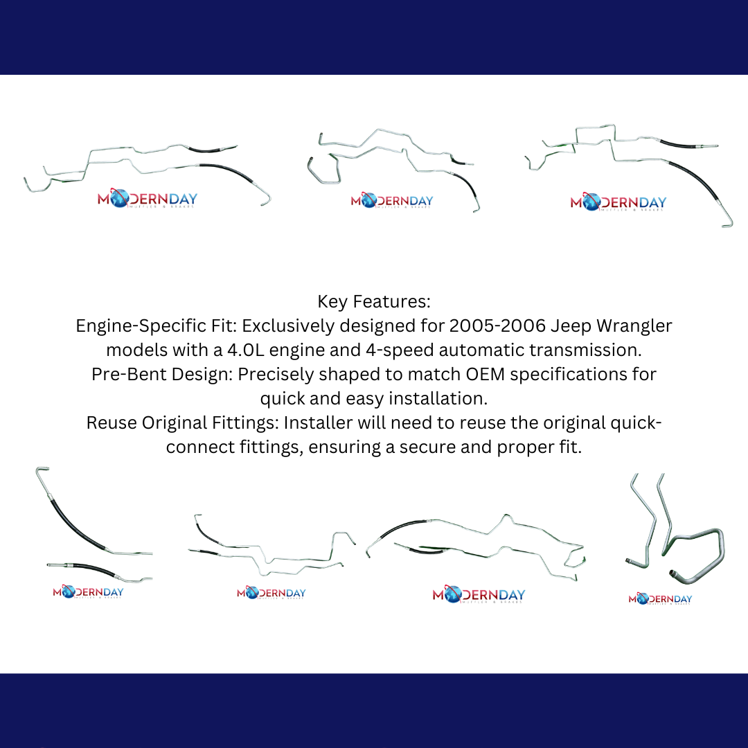 2005-2006 Wrangler Transmission Cooling Supply and Return Lines 55037624AI-MD - Transmission Lines Car Part People