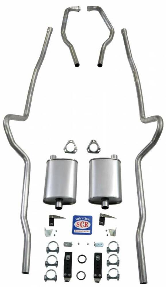 Fits 1955-1957 Chevrolet Full Size 2" Dual Turbo Exhaust System 63117