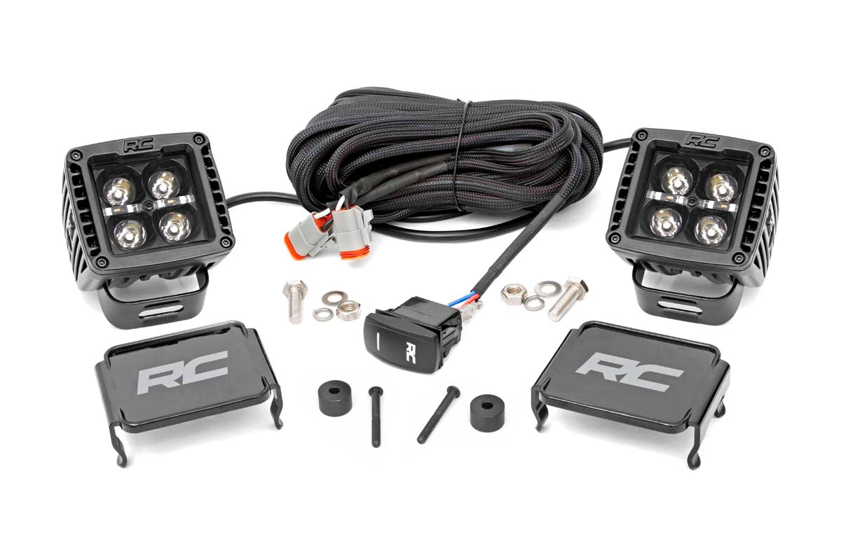 Fits Jeep Gladiator JT(18-24) LED Light Cowl Mount 2" Black Pair White DRL 70061