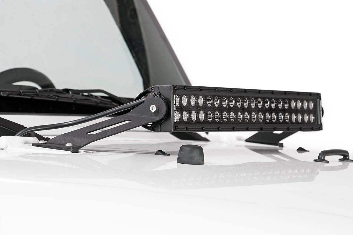 Fits Jeep Wrangler JK (07-18) LED Light Mount; Hood; 20"; 70533