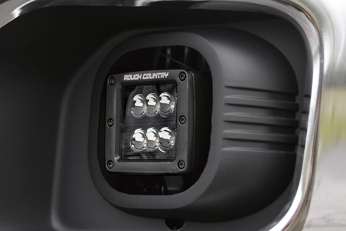 Fits Ford F-250/F-350 SD (11-16) LED Light Kit; Fog Mount; 2" Black Pair; 70622