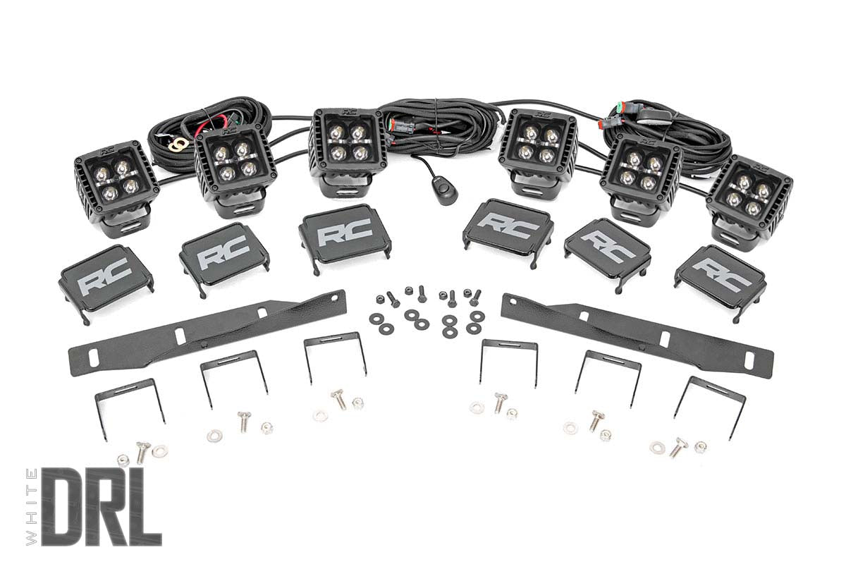 Fits Ford Raptor(17-20) LED Light Fog Mount Triple 2" Black Pair DRL 70700DRL