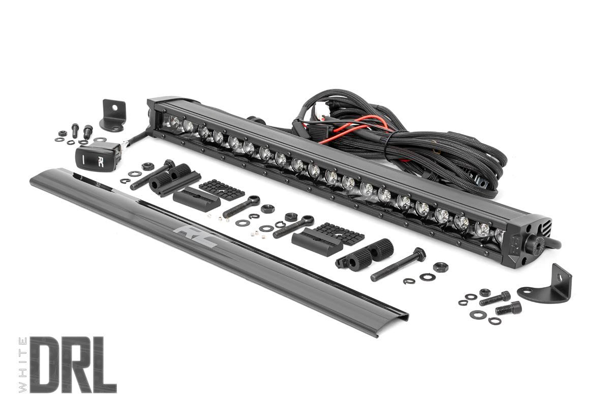 20 Inch Black Series LED Light Bar; Single Row; Cool White DRL 70720BLDRL