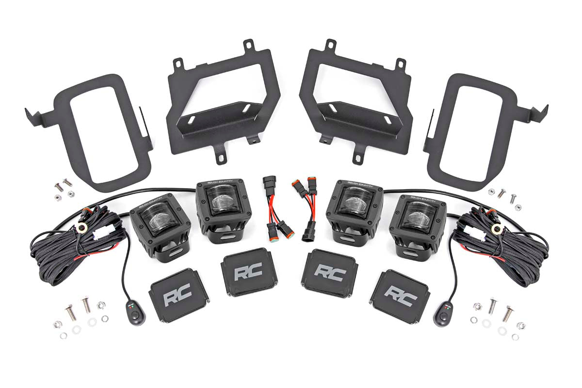 Fits Ford F-150 (15-17) LED Light Kit; Fog Mount; Dual 2" Black Pairs; SAE 70831