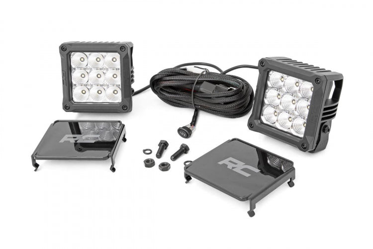 4 Inch Chrome Series LED Light Pods; Square; White DRL; Pair 70905DRL